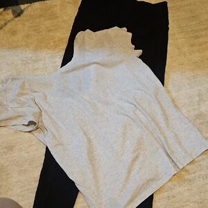 Victoria Sport Gray T-Shirt and Black Workout Pants With Side Pockets Set
